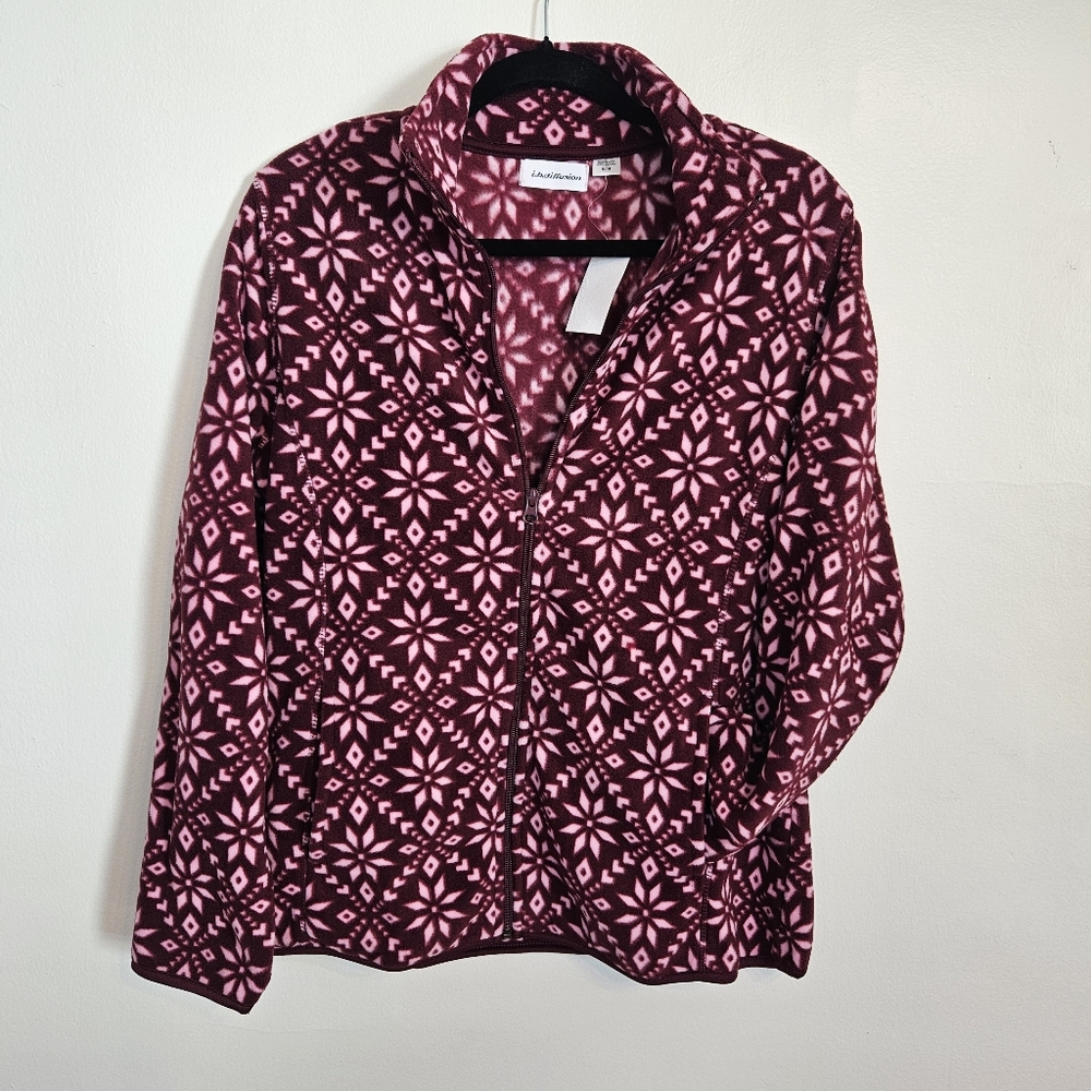 Pink and Burgundy Fleece Sweater Size Medium